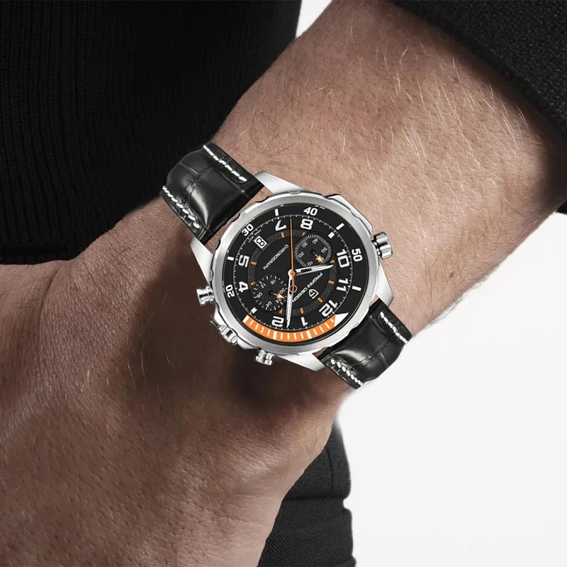 PAGANI DESIGN 44MM Business Men's Quartz Watch Chronometer 50M Waterproof Luminous Rotating Scale Dial - New 2026