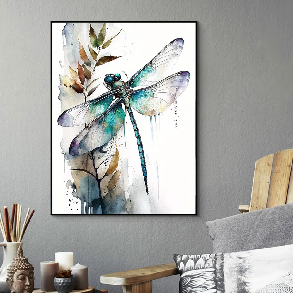 Dragonfly Canvas Scrawl Painting Coloured Drawing Posters High-definition Prints Wall Artwork Pictures Cuadros For Living Roo