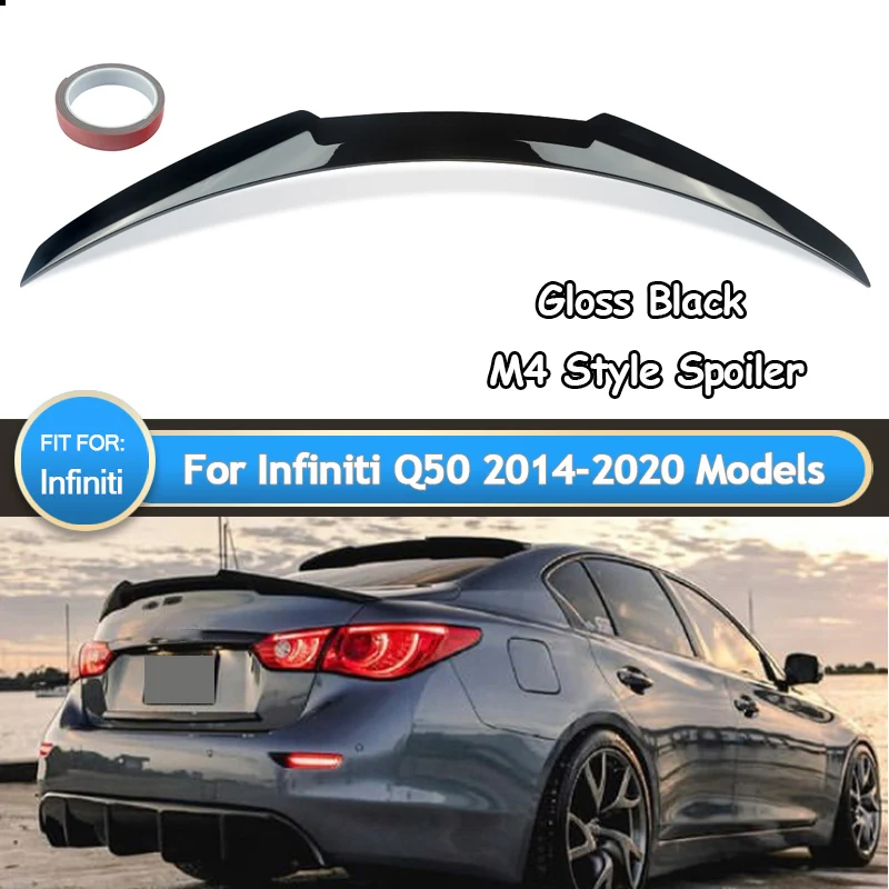 

Gloss Black Rear Spoiler Duckbill Wing For Infiniti Q50 Q50S Sedan 2014-2021 Rear Tail Wings Lid Rear Trunk Spoiler Magickit
