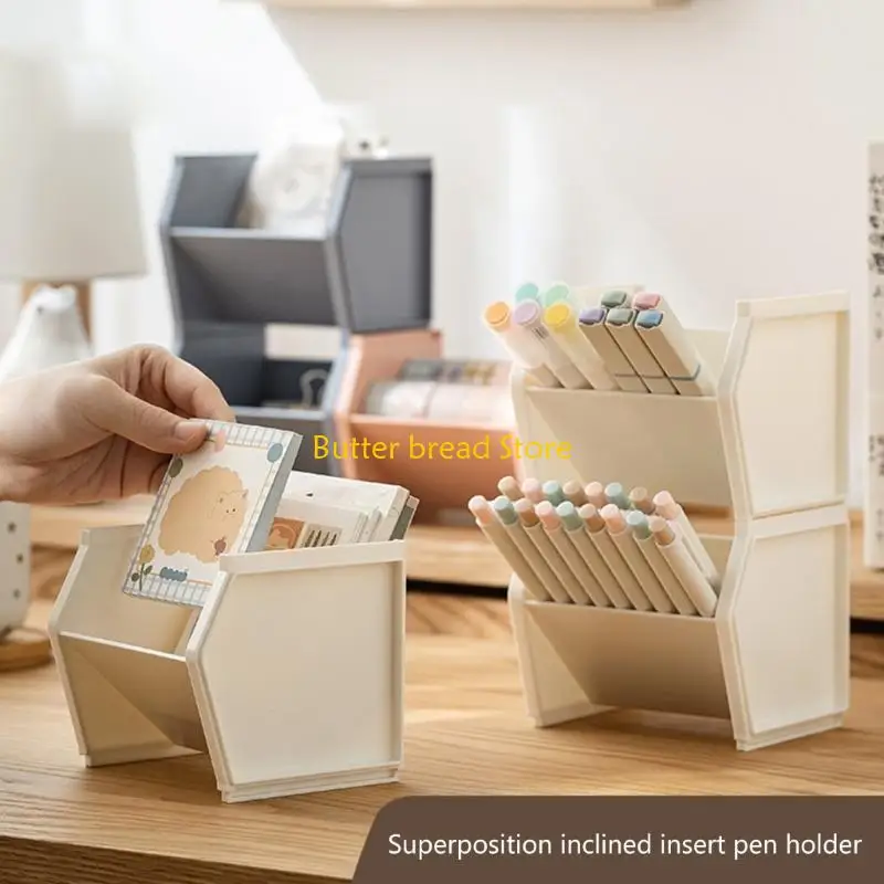 W89C Stackable Pen Holder Desk Organisers Practical Brush Container Pencil Holder