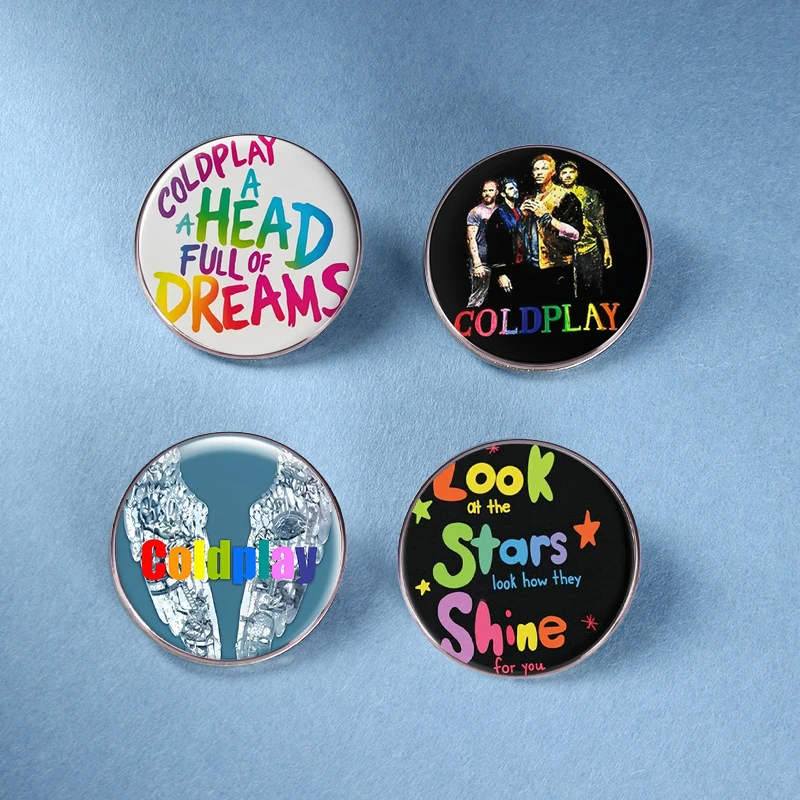 Nueva banda Coldplay broche de aleación cantante musical insignia periférica colección de fans Pin regalo joyería de Rock al por mayor