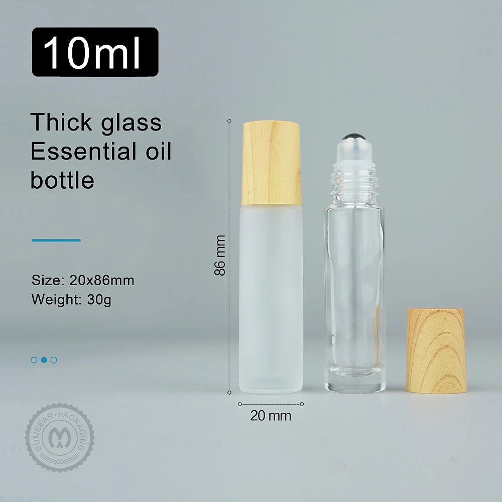 20/30Pcs 10ml Thick Glass Roll on Bottle Essential Oils Frosted perfume bottle Refillable Perfume Bottles with Roller Ball