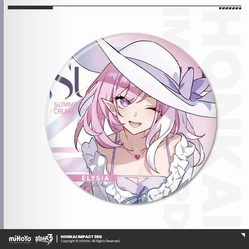 MiHoYo Game Officiële Honkai Impact 3rd Leisure Zomer Serie Blik Badge Seele Raiden Mei Elysia Anime Broche Halloween Geschenken