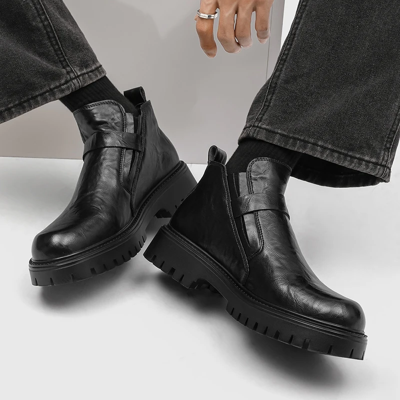 Men's luxury boots High quality autumn and winter styles Work leisure party Outdoor Black Thick soled Hot selling derby New