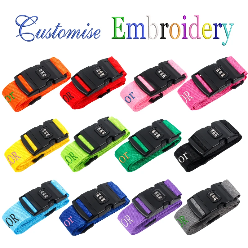 Embroidery Customization / Standard Version, Two Options, Personalized Luggage Straps, Multifunctional Retractable Straps, Many Colors Available, with Password Buckle, Back-To-School Season!