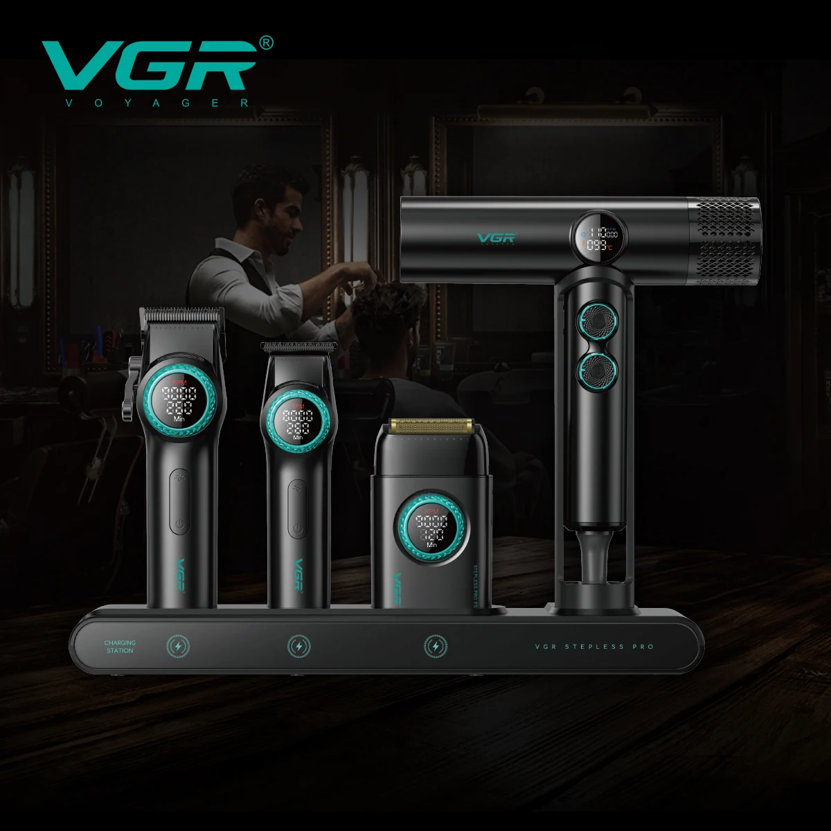 VGR Haartrimmer Professioneel Trimmer Elektrisch Tondeuse Kappers Scheerapparaat Föhn Traploze Pro 4-in-1 Trimmer voor mannen