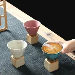 200ML Tapered Funnel Coffee Cup With Base Vintage Ceramic Mug Coarse Pottery Afternoon Tea Cups Home Art Decorative Cups