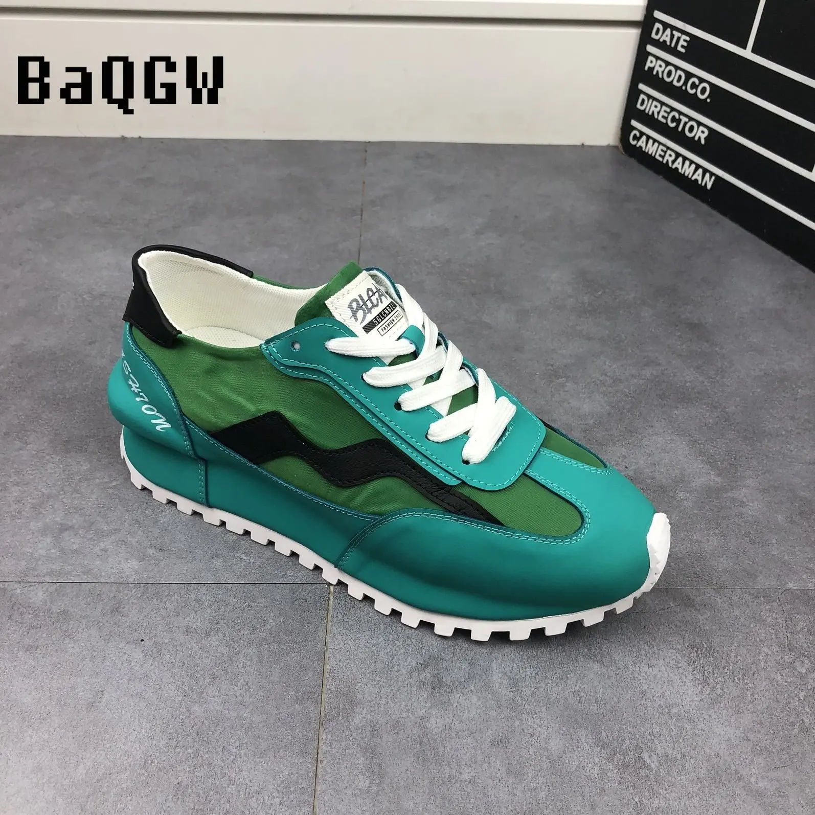 Mens Chunky Sports Sneaker Fashion Casual Mixed Colors Leather Increased Internal Cover Bottom Platform Bandages Running Shoes