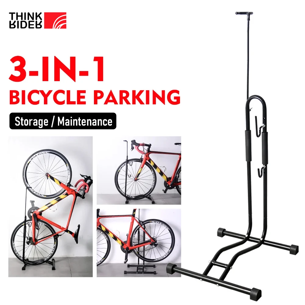 3 in 1 Vertical Bicycle Stand Bike Floor Parking Rack Bike Indoor Garage Storage Steady Wheel Holder Repair Holder Rack for MTB