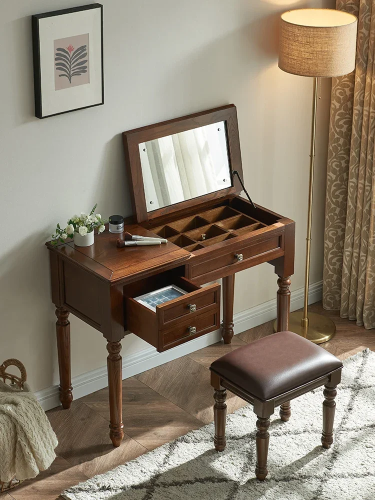A all-solid wood dresser small apartment ash wood bedroom clamshell makeup table desk