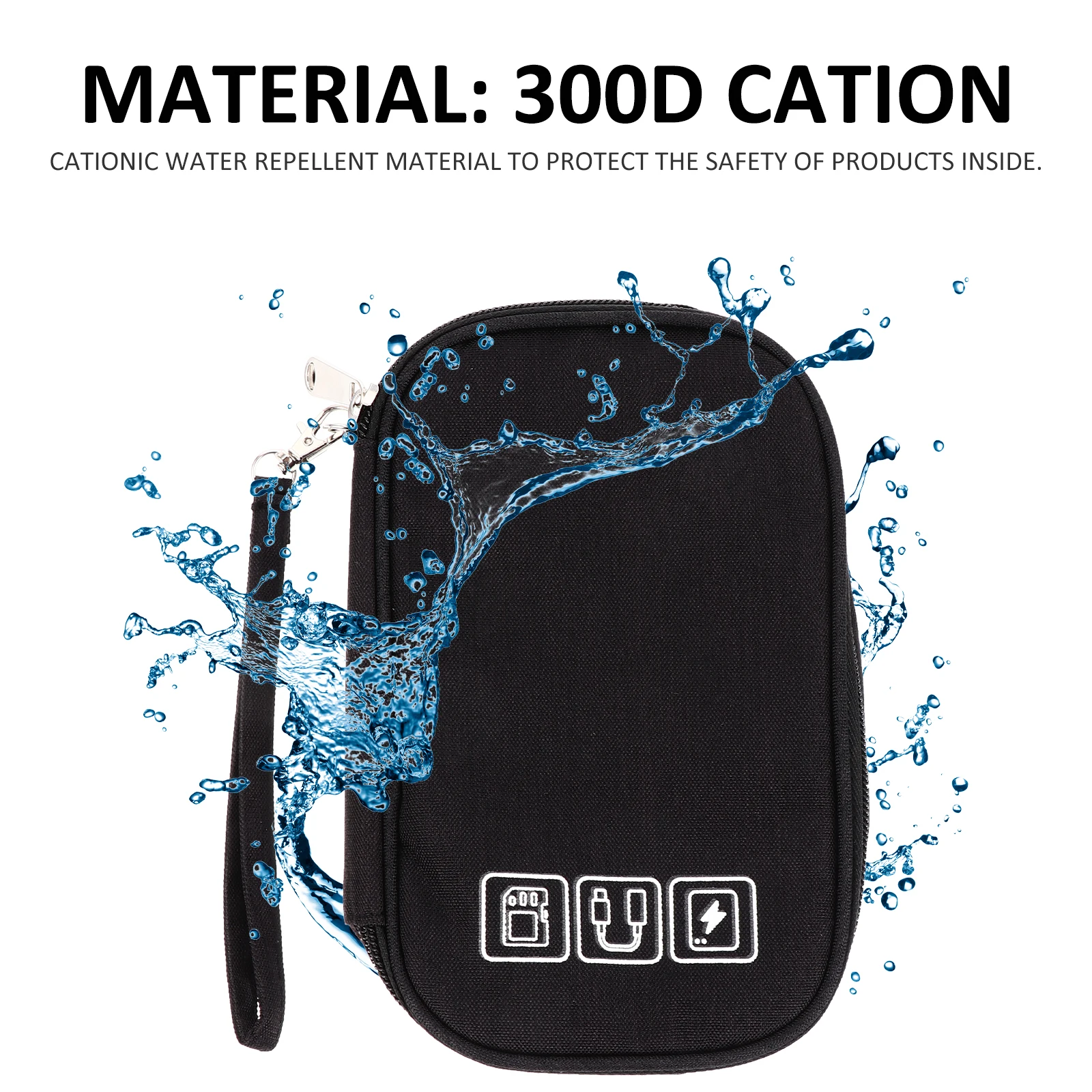 

1pc Electronic Storage Bag Waterproof Organizer For Cables Usb Phones Chargers Mesh Pocket Elastic Rings Data Cable Pouch