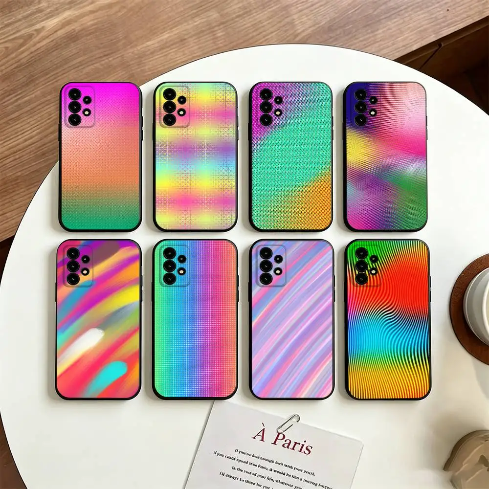 Chromatic Grid Waves Phone Case For Samsung S25/S24/S23/S22/S21/S20/Plus,Fe,Lite/Others Black Cover
