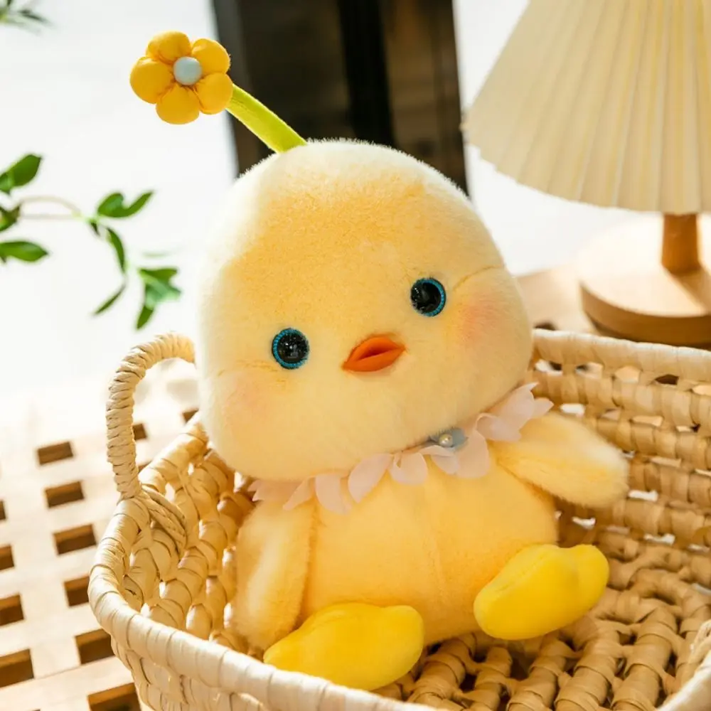 

3d Eyes Chicken Plush Toy Hairy Simulation Duck Plush Toy Flower Stuffed Yellow Duck Plush Doll Friends Birthday Gifts