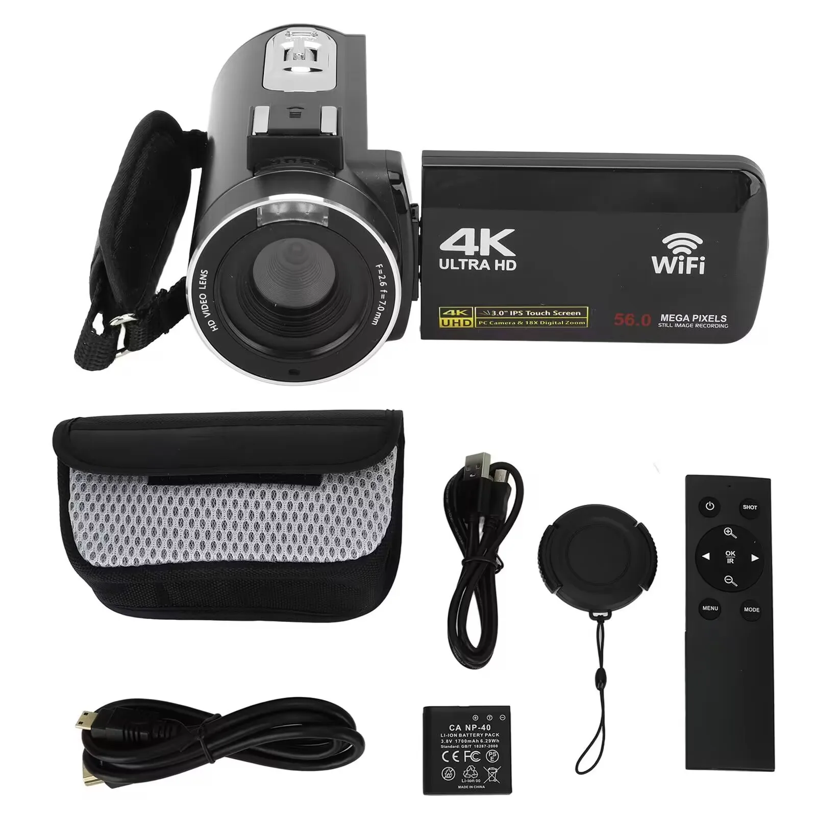

4K Full HD Camcorder Professional Digital Cameras Night Vision WIFI MIC 3.0 Inch Touch Screen Video Camera Support External Lens