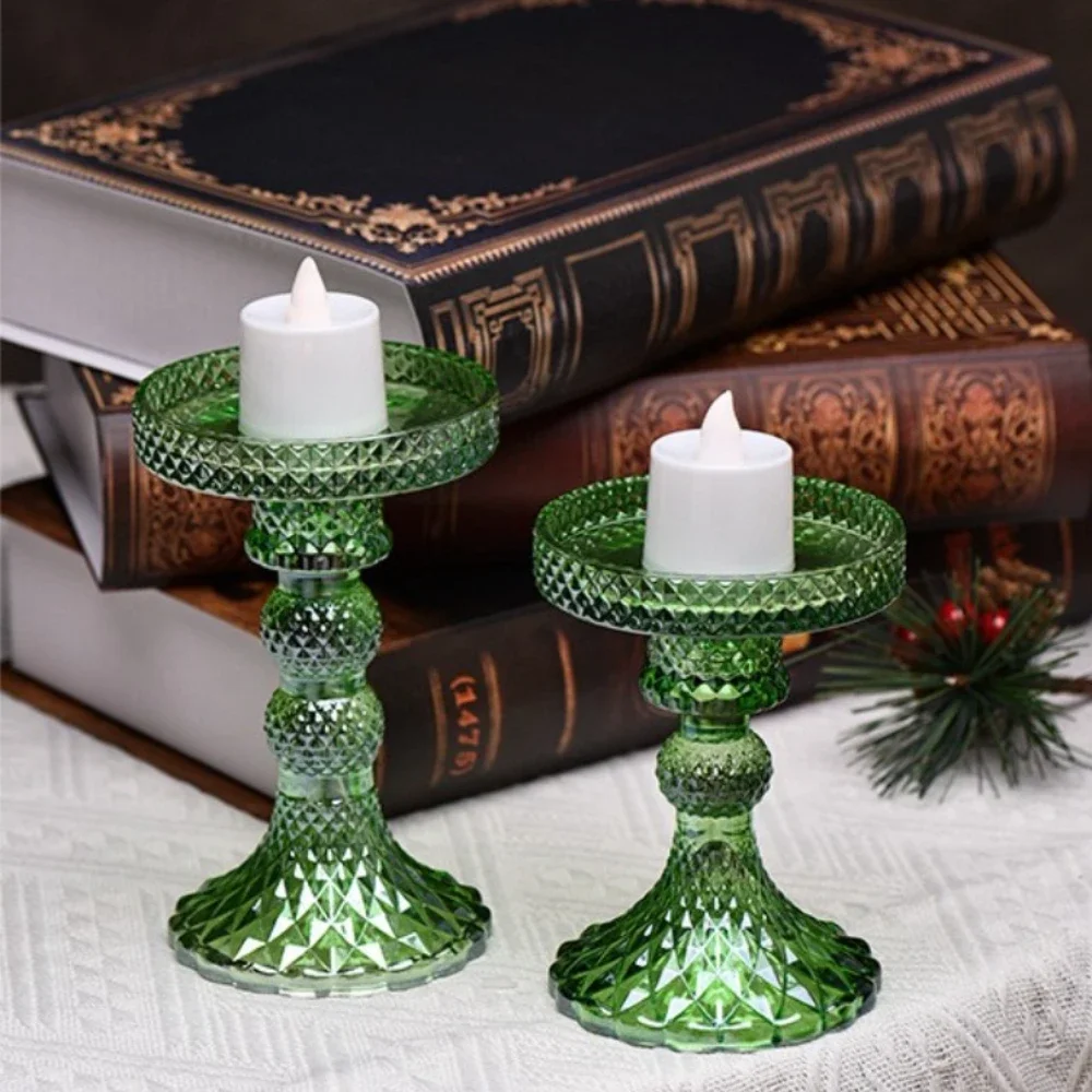 Kreativer Kerzenständer aus Glas mit hohem Fuß, Esstisch, Weinschrank, Dekor, Kerzenständer, Herzstück für Tisch, Hochzeit, Esszimmer, Party