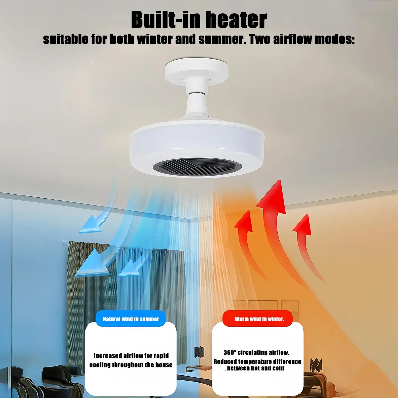 400W Bathroom LED Ceiling Light with PTC Heater & Exhaust Fan Integrated Lighting Fixture for Bedroom Home Warm Air Ventilation