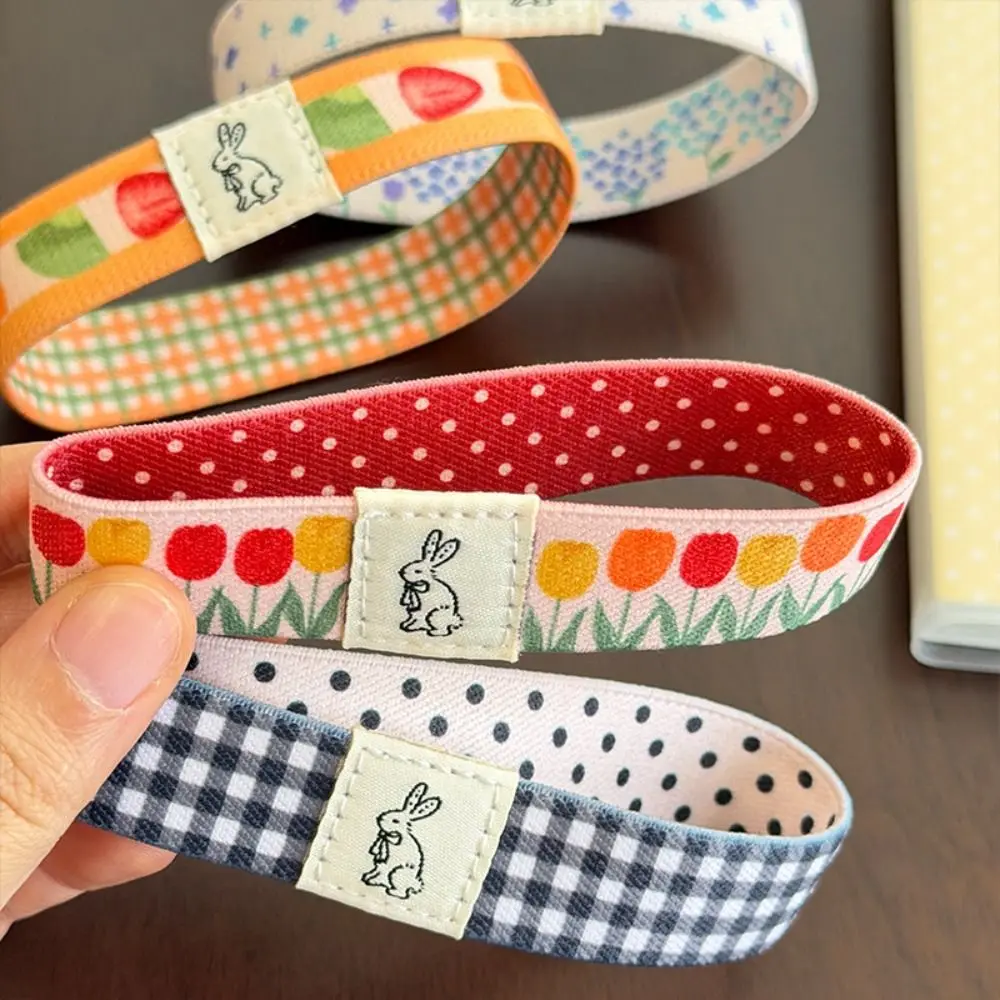 Practical Notebook Elastic Band Polka Dot Checkered Double-Sided Strap Minimalist Keeps Flat Elastic Strap for A6/M5/A7 Journals