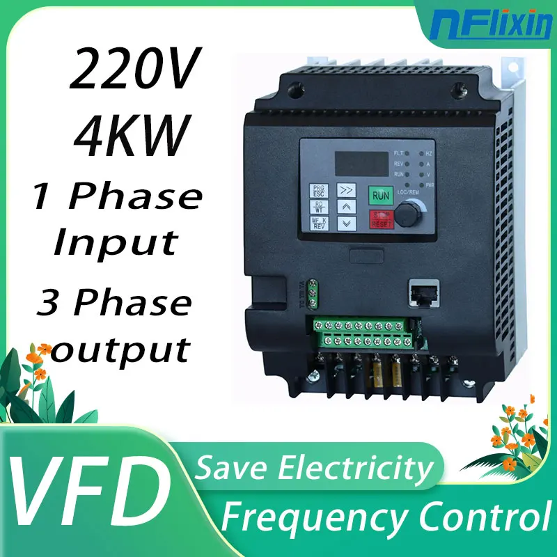 VFD 1ph 220V Inverter 1.5-7.5KW Output 3PH 220V Submersible Pumps Unidirectional Motor Speed Control AC Drive