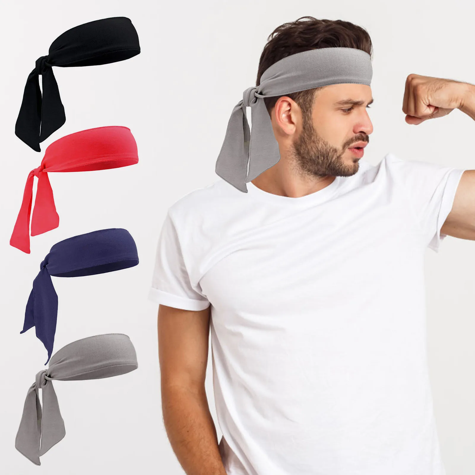 

4pcs Sports Headbands Breathable Sweat Absorbent Running Headband Yoga Fitness Sweatband For Outdoor Gym Tennis Cycling Hiking