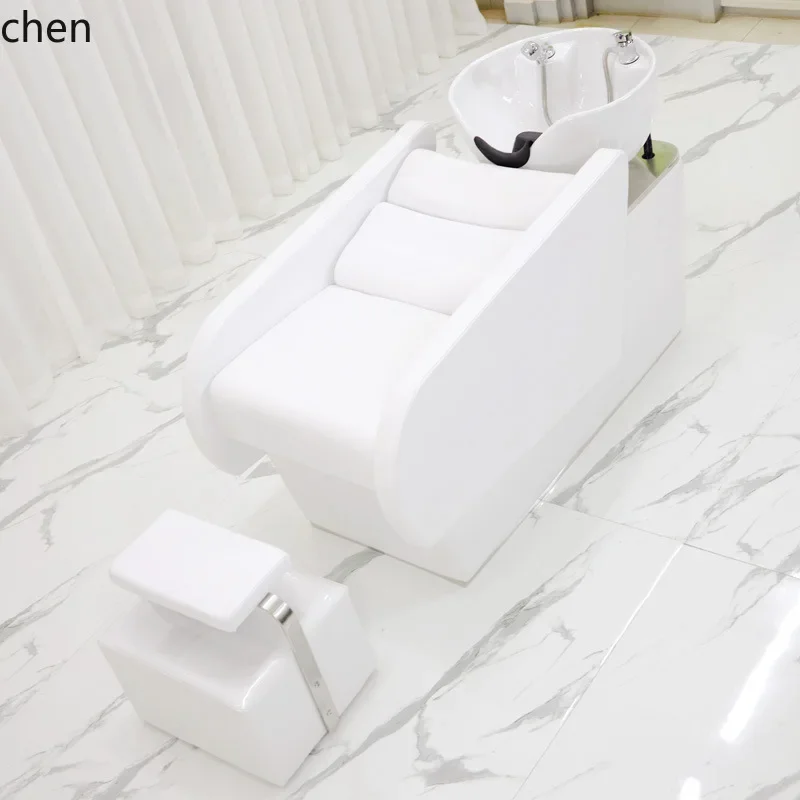 Shampoo Bed for Hair Salons, Semi-Reclining Salon Washing Bed, Hair Salon Color Changeable