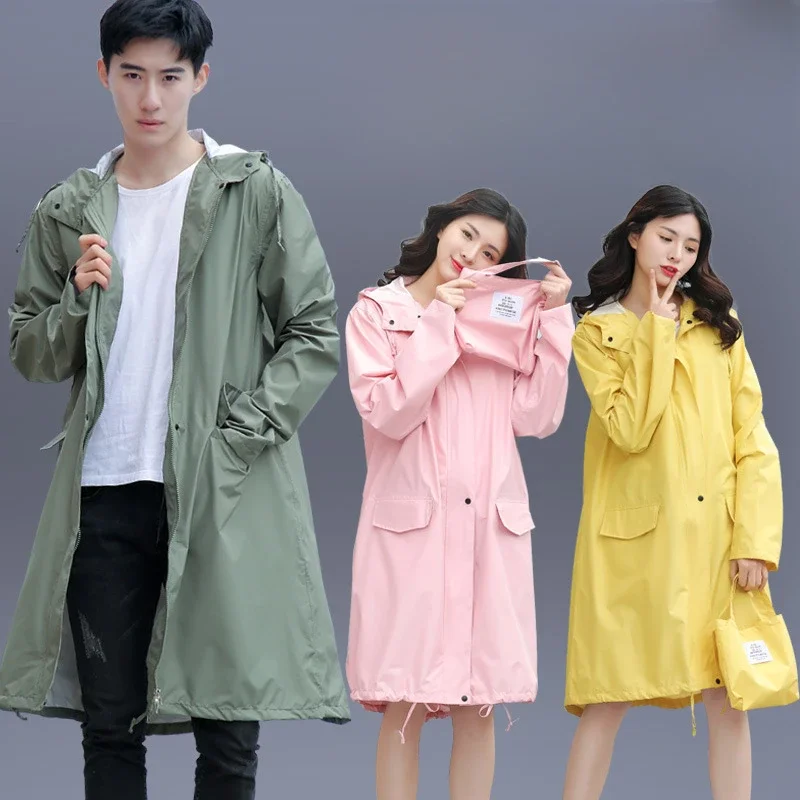 Rainstorm proof adult raincoat women's coat fashionable hiking full-length trench style poncho