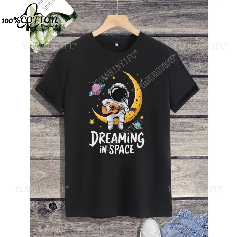 نمط جديد Nuobi My Style Moon Universe Stars "رائد الفضاء تي شيرت للجنسين قميص قطني بأكمام قصيرة ورقبة دائرية ملابس الشارع #3