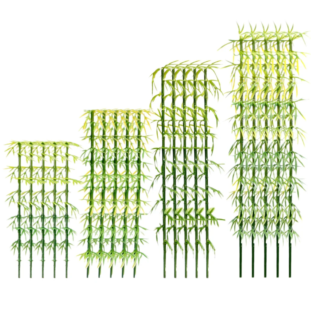 

20 Pcs Bamboo Model Mini Faux Decor Miniature Fake Plant Train Abs Plastic Tree Artificial Outdoor Plants