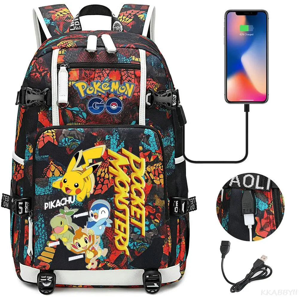 POKEMON Pikachu Backpack Women Men Large Waterproof School Bags Travel Bussiness Laptop Mochila Infantil