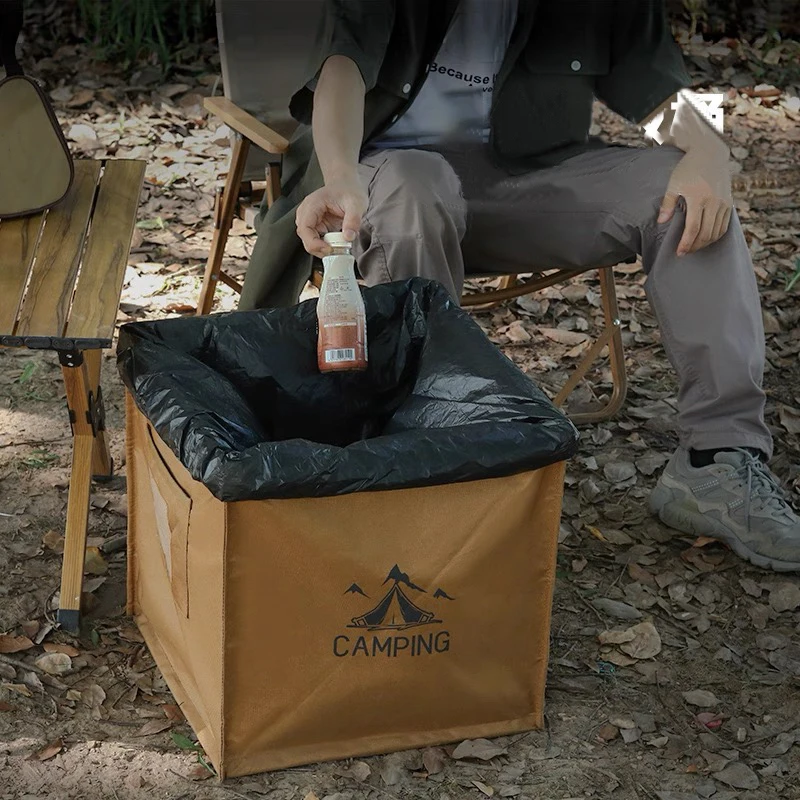 

Large Capacity Portable Folding Trash - Lightweight Durable Canvas with Reinforced Stitching, Open Top Design for Camping
