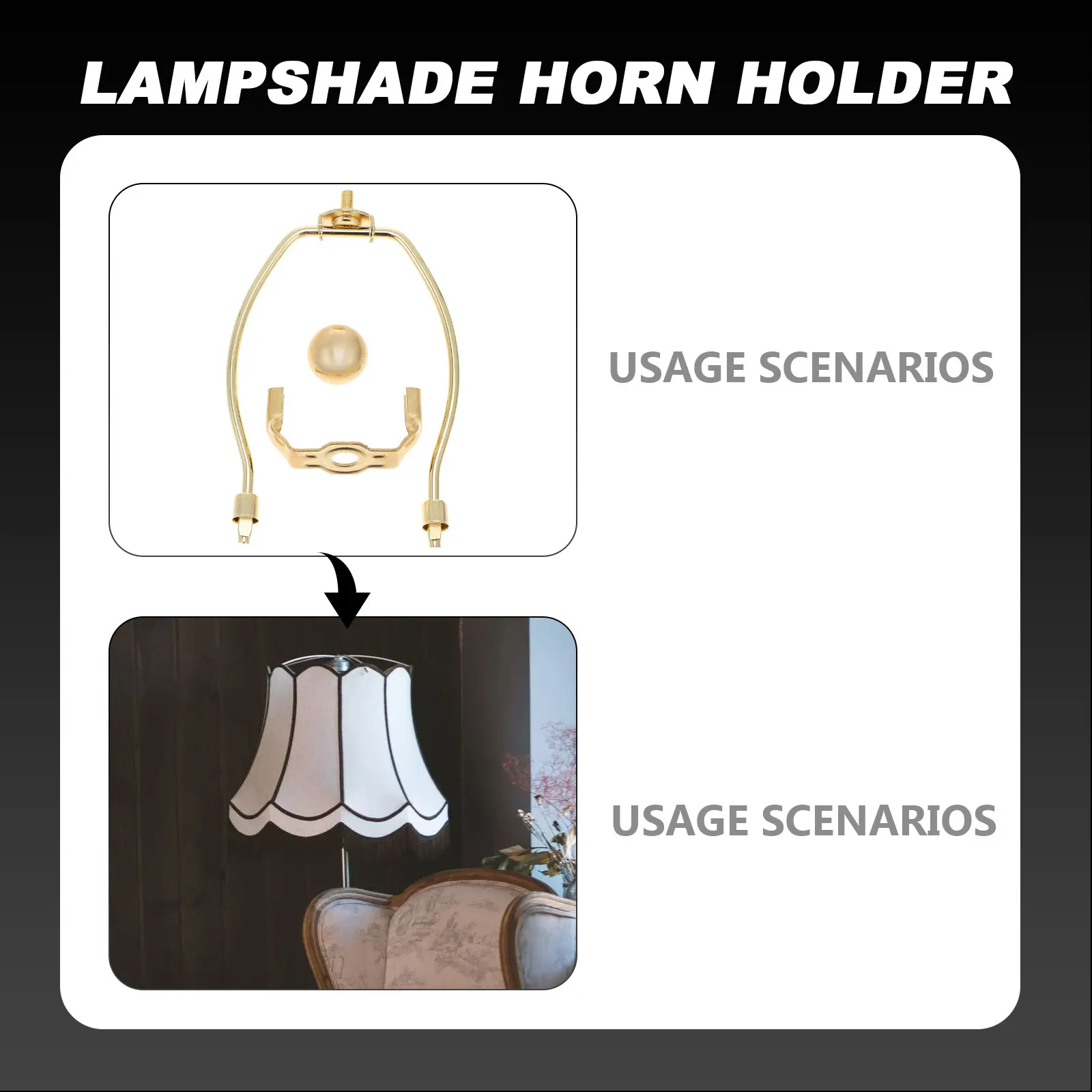 

2 Pcs Brackets Shade Lamp Horn Frame Brass Holder Table Accessories Golden Stand Lampshade