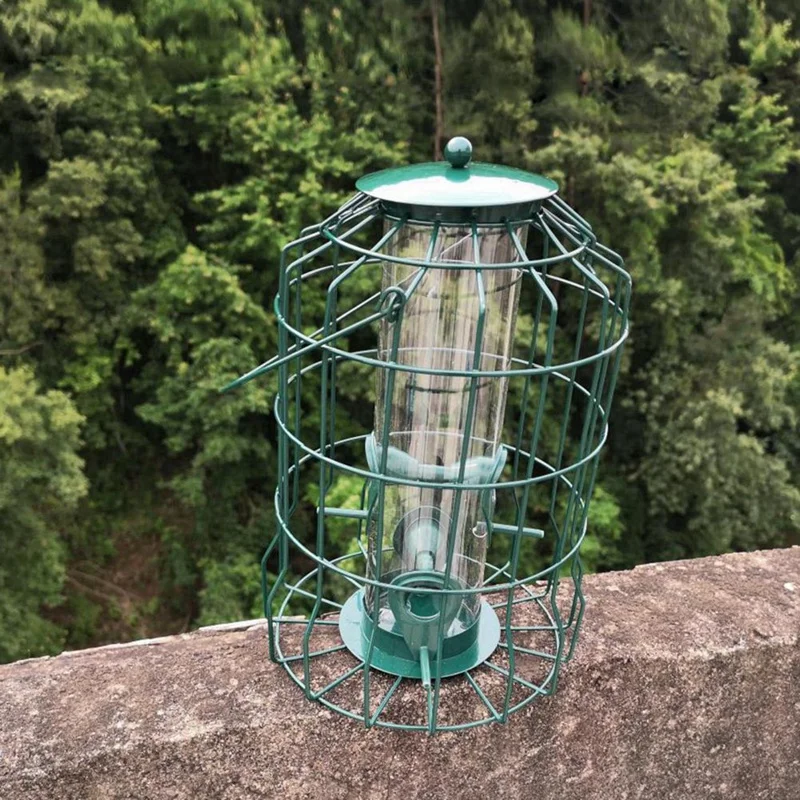 Bird Deterrent Feeder Rust-Proof Hanging Bird Feeder Cage For Garden Backyard Squirrel-Proof Wild Bird Feeder