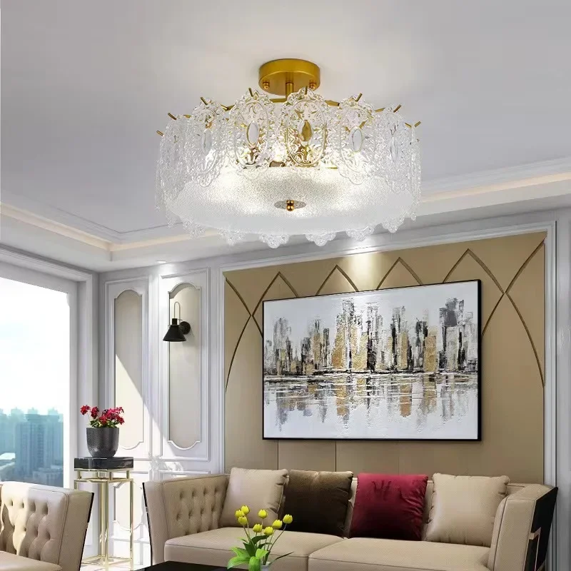 Morden Carved Glass Crystal Led Ceiling Chandeliers Luxury Hanging Lights for Living Room Dining Bedroom Home Decor Pendant Lamp