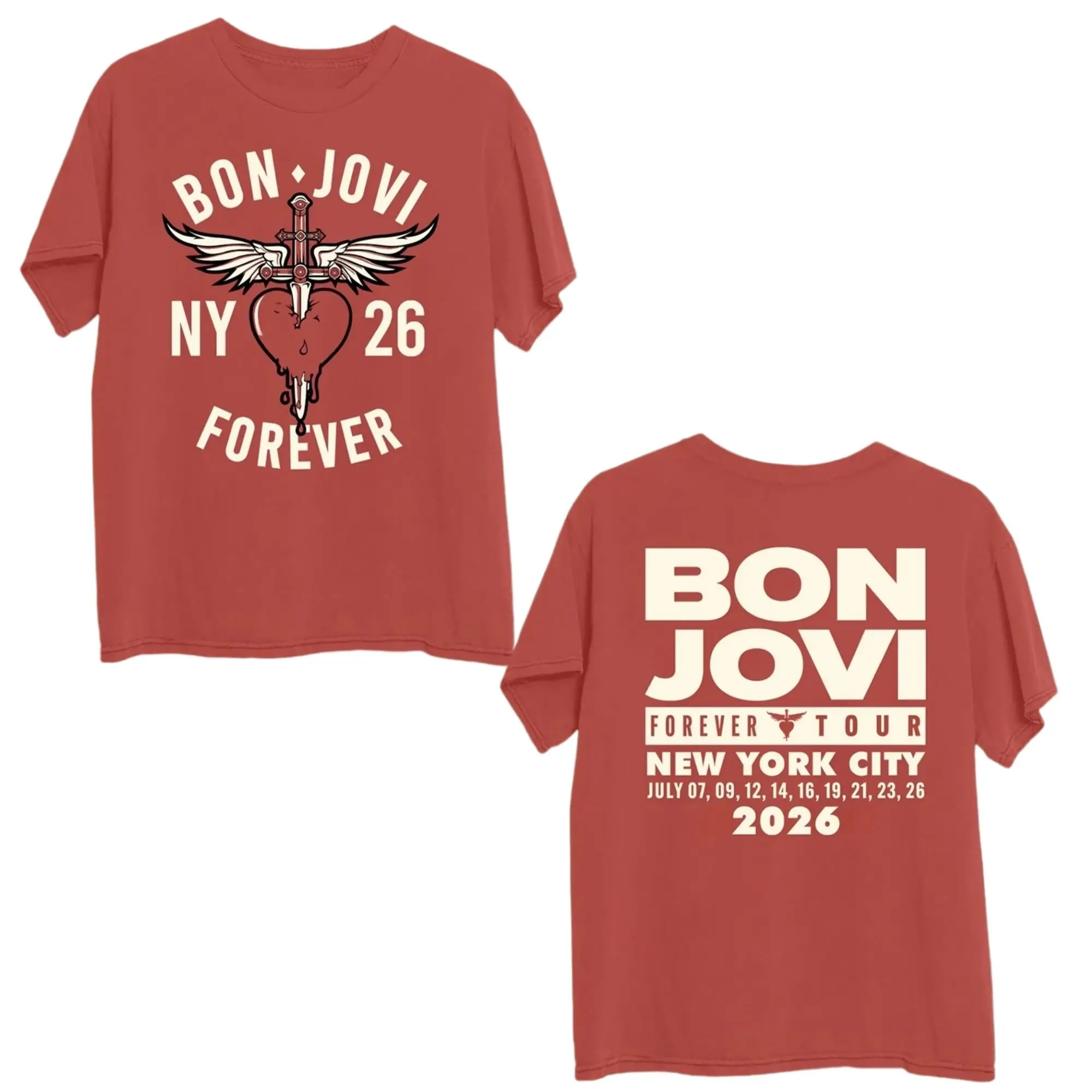 Vintage Rock T-Shirts Y2k Bon Jovi Forever Tour 2026 Grafik New Jersey Sommer T-Shirt Beliebte Oversized Tops Lässiges Loses T-Shirt – Detail 4