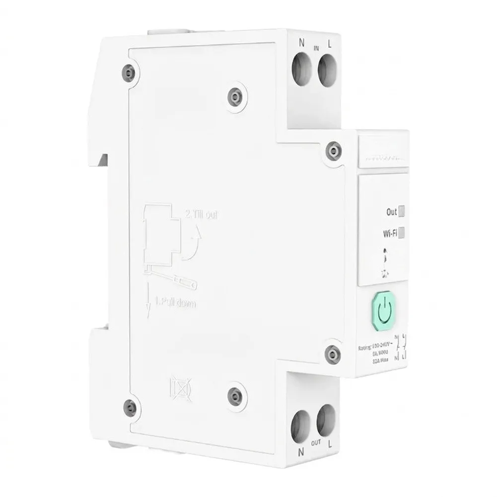 32A Smart Rail Switch For Zigbee 3.0 for Residential Automation Energy Monitoring Remote On and Scene Triggering