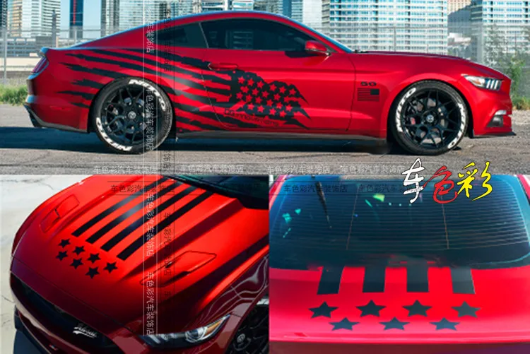 New Custom Modified Car Stickers American Flag Car Decals FOR Ford Mustang Car Film Vinyl Decorative Accessories