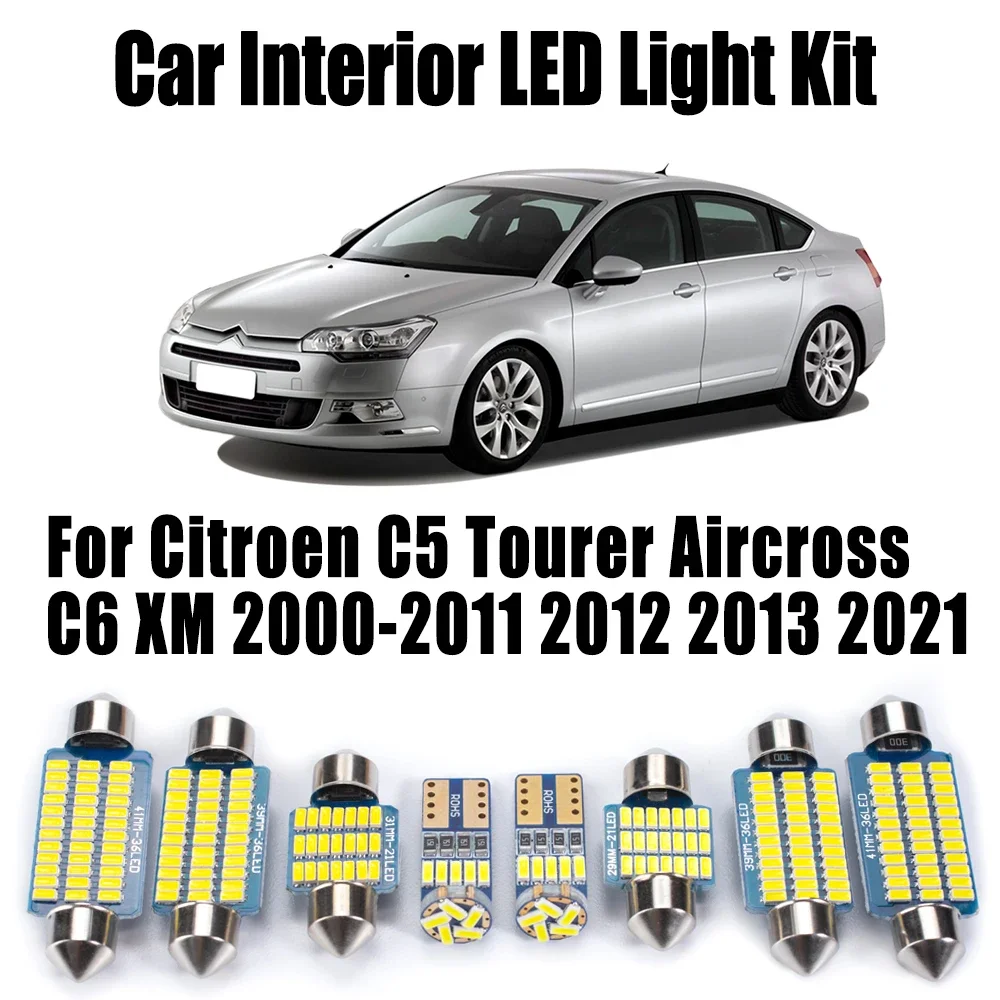 

Canbus For Citroen C5 Tourer Aircross C6 XM 2000- 2012 2013 2021 Vehicle LED Interior Map Dome Vanity Mirror Light Kit Car Bulbs