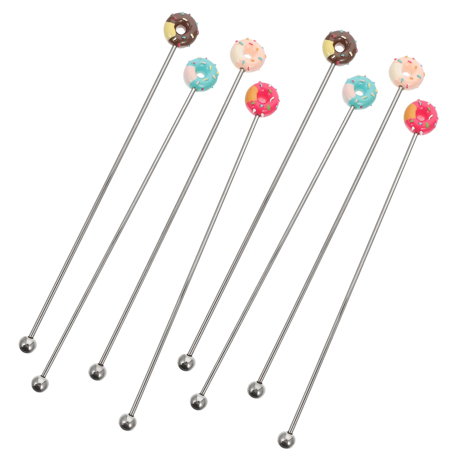 

8 Pcs Stainless Steel Resin Cocktail Drink Stirrers Donut Shaped Swizzle Sticks Reusable Stirring Bars Coffee Tea