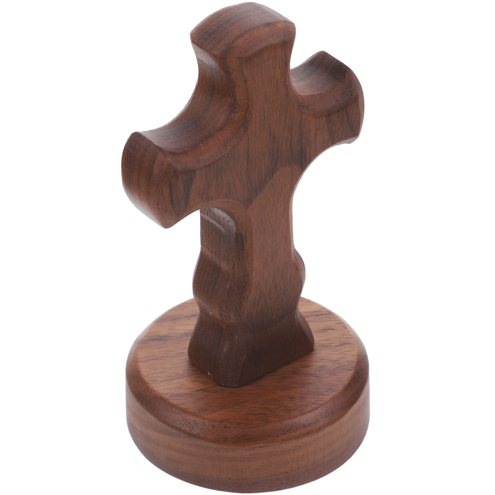 1 set 1 Set Wooden Ornament Wood Standing Decor For Home Office Desk Decoration Cross Shape Adorn Household Wood Cross