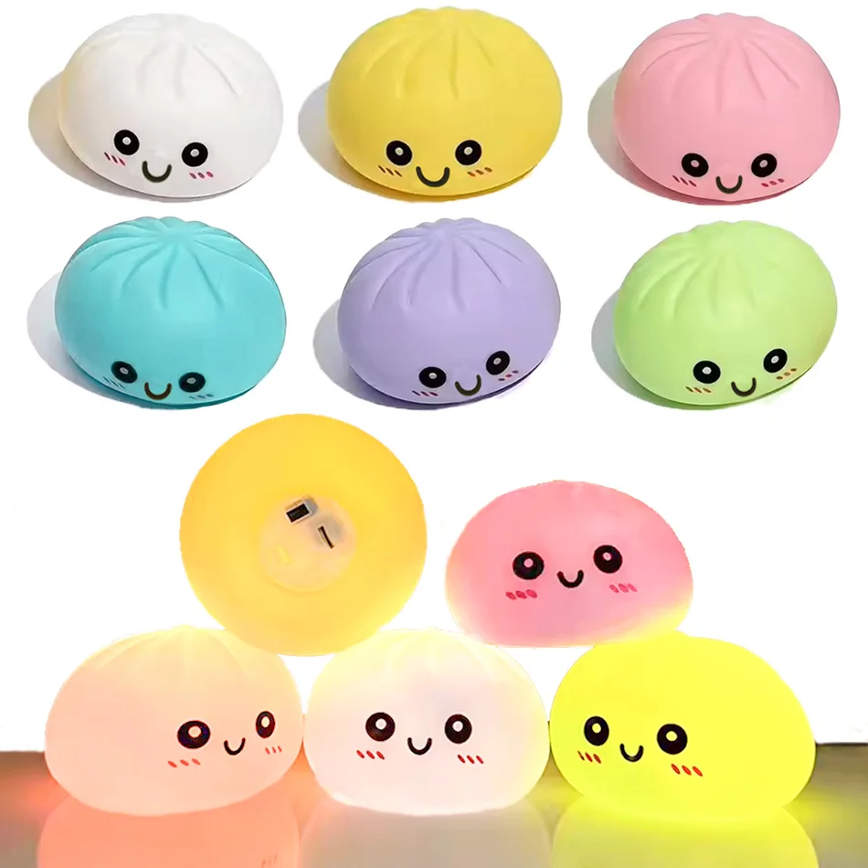 Colorful Dumpling Night Light Cartoon Silicone Creative Bedside Sleep Night Lamp For Room Decor Birthday gift clearance sale