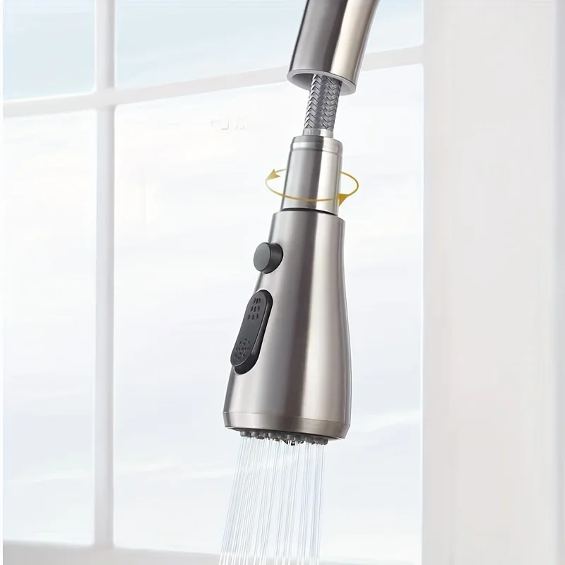 Kitchen Pull Out One click stop Faucet Sprayer Nozzle Replacement Sink Basin Shower Spray Head Water Saving Tap Filter