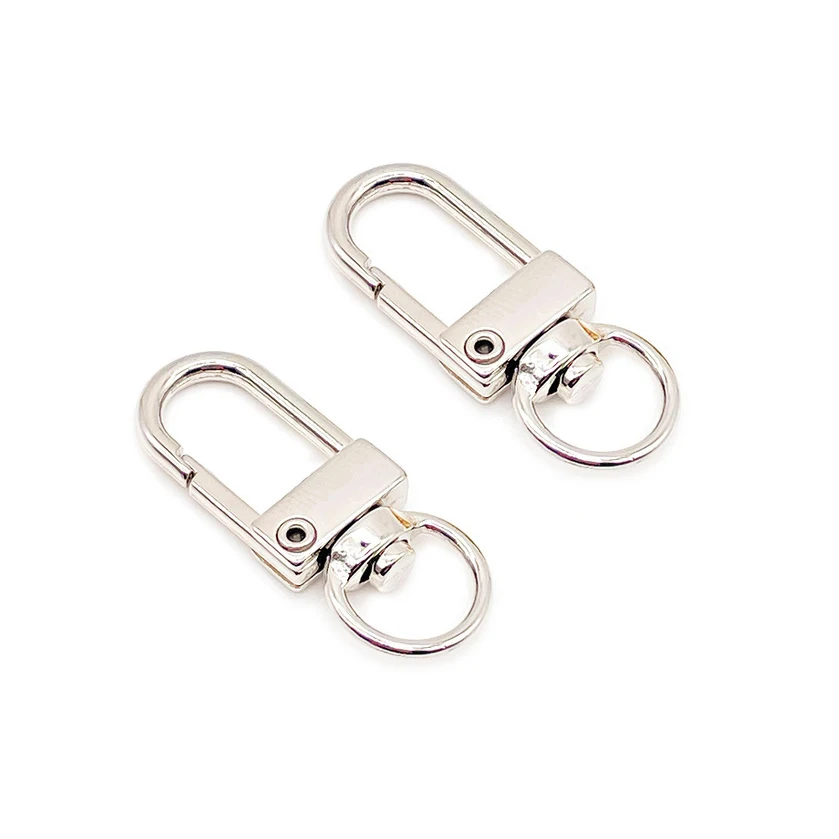 2Pcs/Lot Wholesale Silver Color U-Shape Lobster Clasp Clips Hook Keychain Split Key Ring Findings DIY Making