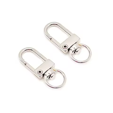 2Pcs/Lot Wholesale Silver Color U-Shape Lobster Clasp Clips Hook Keychain Split Key Ring Findings DIY Making
