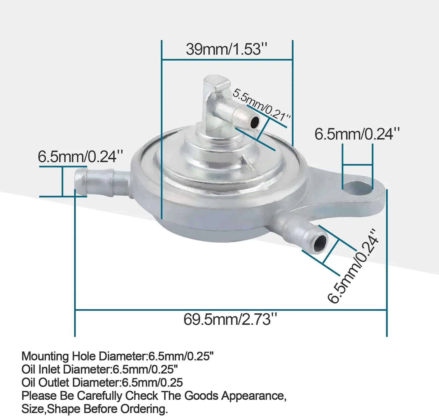 Fuel Pump Valve Vacuum Petcock Replacement for GY6 50cc 125cc 150cc Chinese Scooter Moped ATV Go Kart Pack of 2