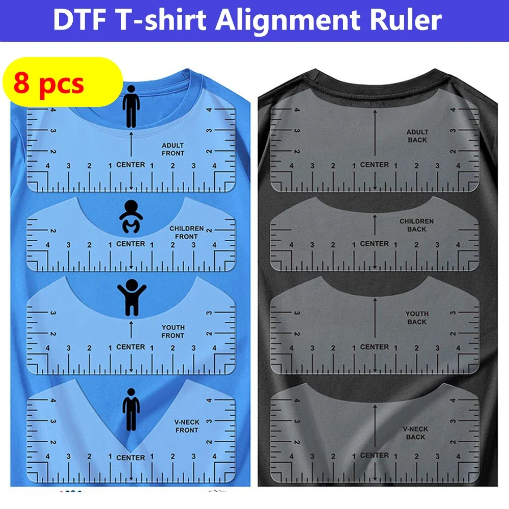 

DTF Alignment Ruler Sets DTG T-shirt Align Ruler Tool Acrylic T-Shirt Ruler Guide to Center Designs for Vinyl HTV Alignment Kit