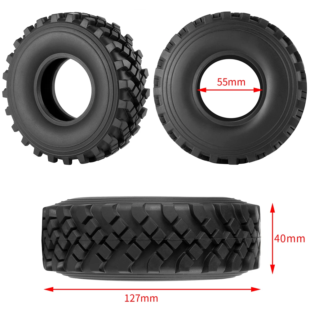 AXSPEED 127*40mm 2.2inch Beadlock Rubber Tires Tyres with Foam for Axial Wraith 1/10 RC Rock Crawler Car Wheels Rims Parts