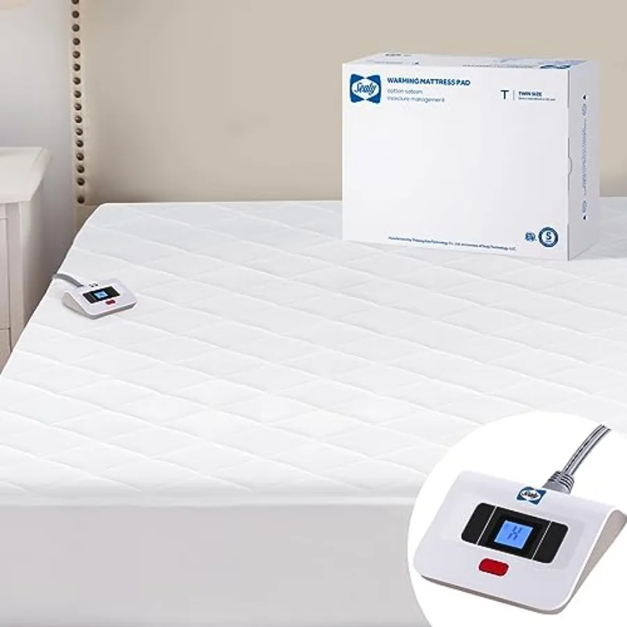 

3M Scotchgard Heated Mattress Pad Quilted Cotton Electric Bed Warmer with 10 Heat Setting Controller 1-12 Hours Auto Shut Off 1