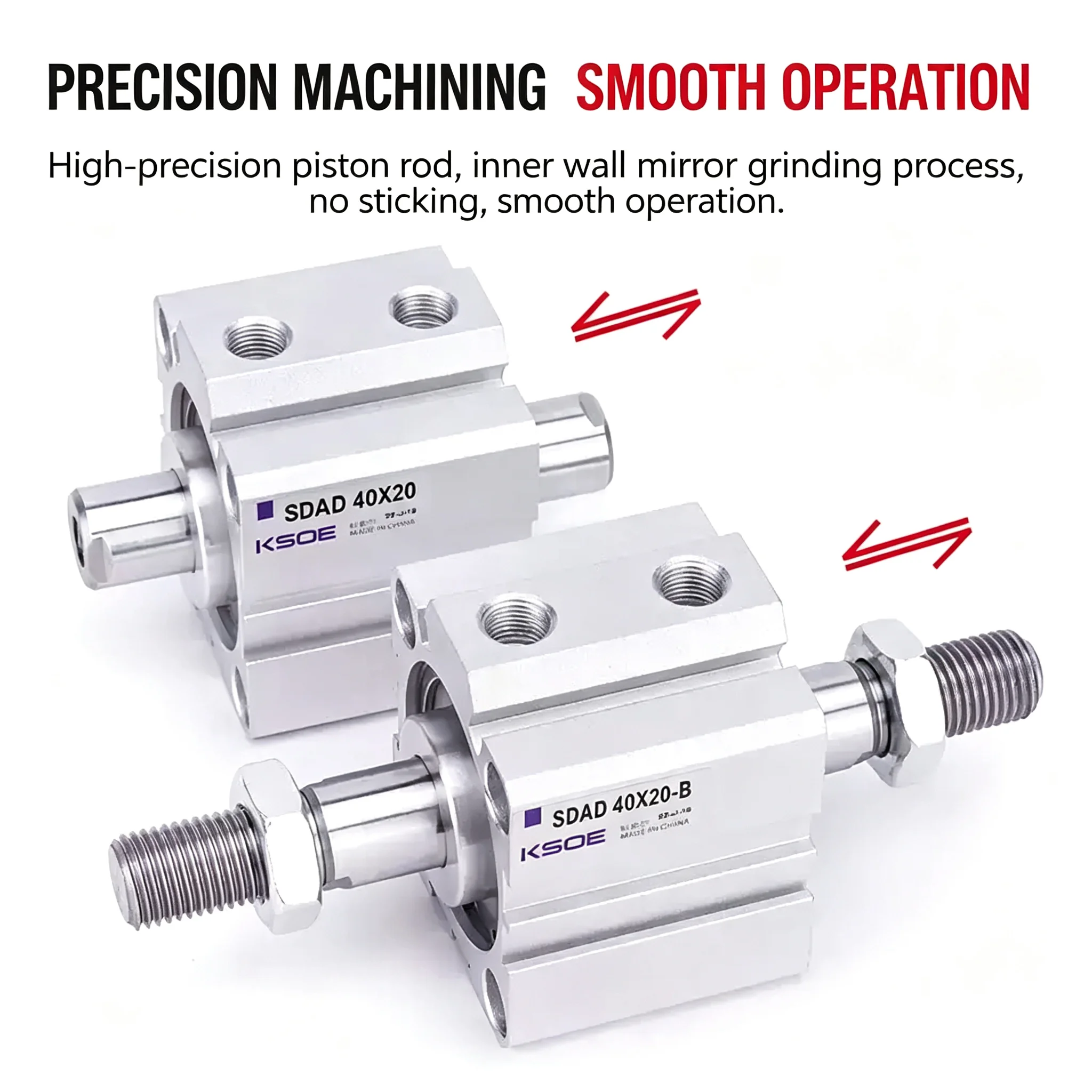 Compact Cylinder With Male Thread Rod SDAD32X50-B SDAD40X60-B SDAD63X100-B SDAD32 40 50 63mm Bore Double Rod Pneumatic Air