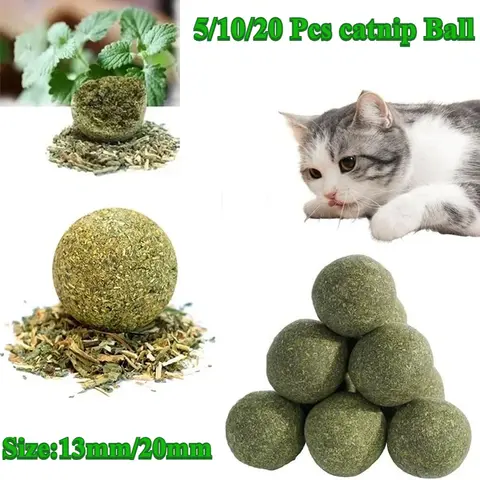 5/10/20Pcs Natural Catnip Balls Kitten Cat Nip Ball Licker Toy for Cats of All Breeds,Lick Ball Toys That Fascinate Pet Cats
