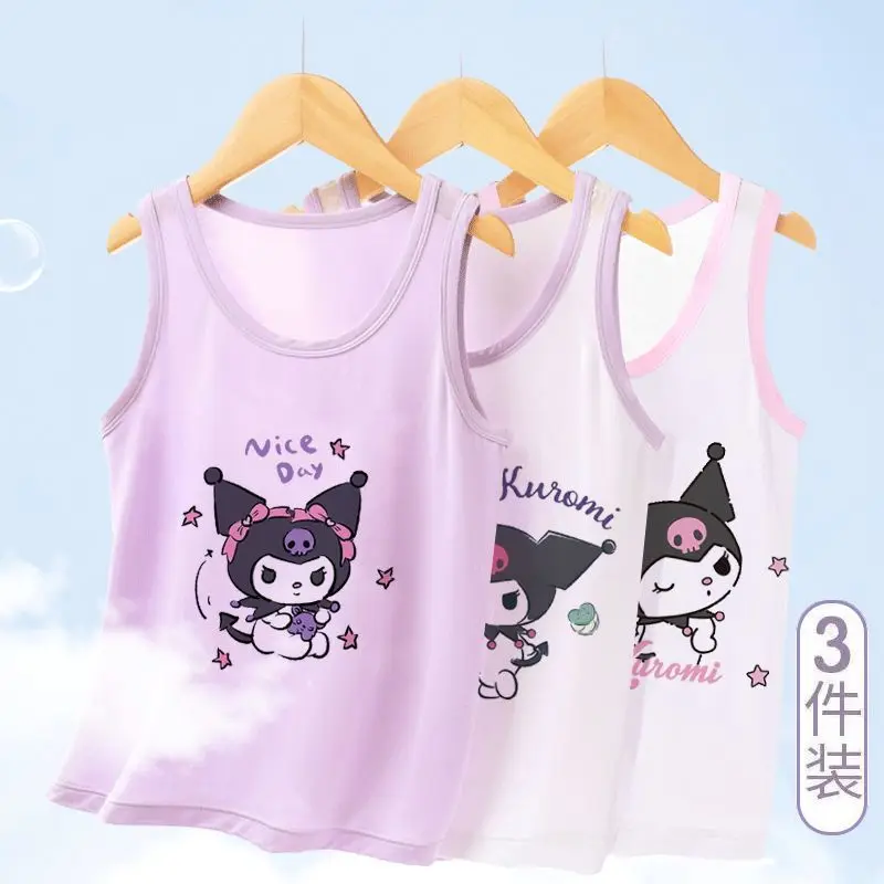 

Kuromi Girls Vest Sanrio Anime Cotton Children Sling Cute Cartoon Short Sleeve Summer Thin Sweet Babys Clothes Gift for Kids