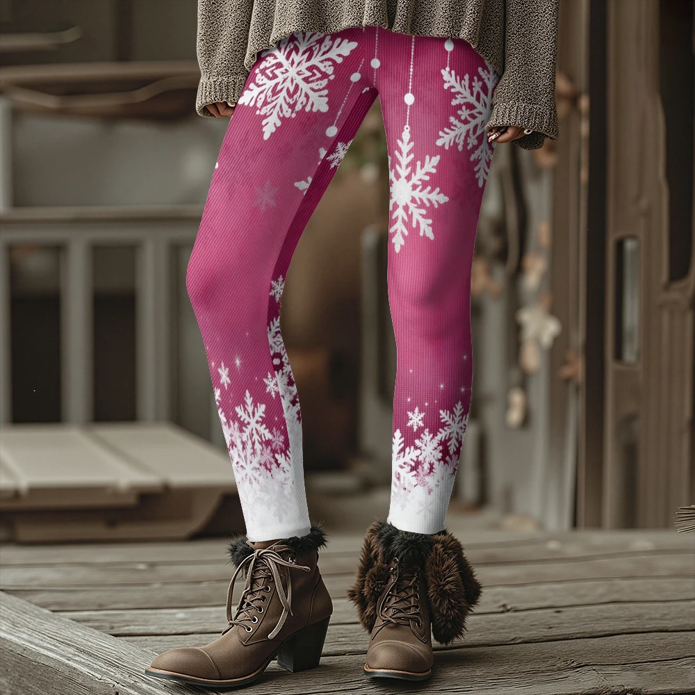 ندفة الثلج الرنة طباعة سميكة الدافئة الشتاء اليوغا السراويل النسائية عيد الميلاد طماق عطلة حزب الجوارب الهيب هوب الشارع الشهير